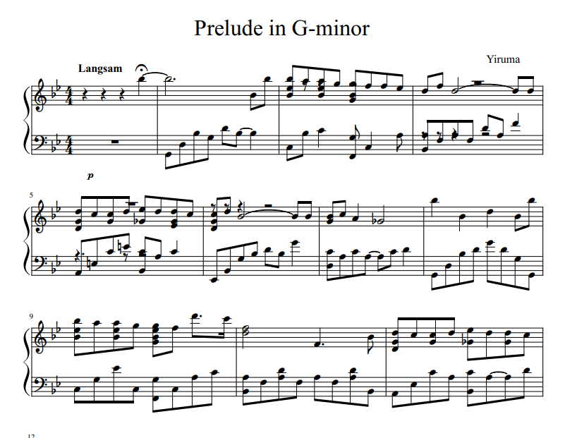 Yiruma - Prelude in G-minor for piano